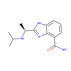 CC(C)N[C@@H](C)c1nc2c(C(N)=O)cccc2[nH]1 ZINC000040935163