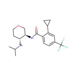 CC(C)N[C@@H]1CCOC[C@H]1NC(=O)c1ccc(C(F)(F)F)cc1C1CC1 ZINC000145093193