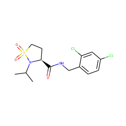 CC(C)N1[C@H](C(=O)NCc2ccc(Cl)cc2Cl)CCS1(=O)=O ZINC000095566123