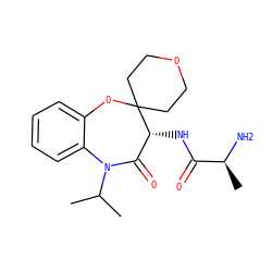 CC(C)N1C(=O)[C@@H](NC(=O)[C@H](C)N)C2(CCOCC2)Oc2ccccc21 ZINC001772636012