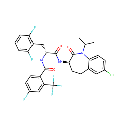 CC(C)N1C(=O)[C@H](NC(=O)[C@@H](Cc2c(F)cccc2F)NC(=O)c2ccc(F)cc2C(F)(F)F)CCc2cc(Cl)ccc21 ZINC000028958159