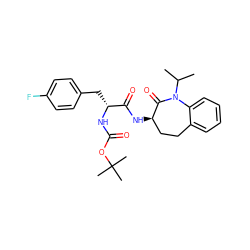 CC(C)N1C(=O)[C@H](NC(=O)[C@@H](Cc2ccc(F)cc2)NC(=O)OC(C)(C)C)CCc2ccccc21 ZINC000028952712