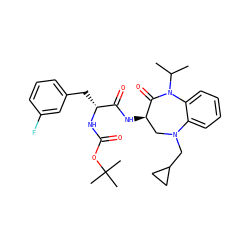 CC(C)N1C(=O)[C@H](NC(=O)[C@@H](Cc2cccc(F)c2)NC(=O)OC(C)(C)C)CN(CC2CC2)c2ccccc21 ZINC000029040506