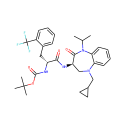 CC(C)N1C(=O)[C@H](NC(=O)[C@@H](Cc2ccccc2C(F)(F)F)NC(=O)OC(C)(C)C)CN(CC2CC2)c2ccccc21 ZINC000029040514