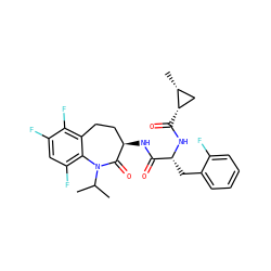 CC(C)N1C(=O)[C@H](NC(=O)[C@@H](Cc2ccccc2F)NC(=O)[C@H]2C[C@H]2C)CCc2c(F)c(F)cc(F)c21 ZINC000096927114