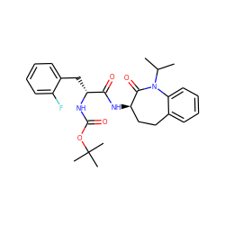 CC(C)N1C(=O)[C@H](NC(=O)[C@@H](Cc2ccccc2F)NC(=O)OC(C)(C)C)CCc2ccccc21 ZINC000028952705