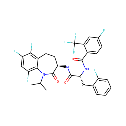 CC(C)N1C(=O)[C@H](NC(=O)[C@@H](Cc2ccccc2F)NC(=O)c2ccc(F)cc2C(F)(F)F)CCc2c(F)c(F)cc(F)c21 ZINC000096927108