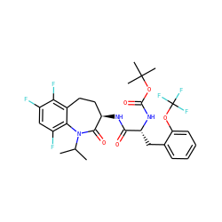 CC(C)N1C(=O)[C@H](NC(=O)[C@@H](Cc2ccccc2OC(F)(F)F)NC(=O)OC(C)(C)C)CCc2c(F)c(F)cc(F)c21 ZINC000096923651