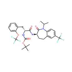 CC(C)N1C(=O)[C@H](NC(=O)[C@@H](Cc2ccccc2OC(F)(F)F)NC(=O)OC(C)(C)C)CCc2cc(C(F)(F)F)ccc21 ZINC000096923525