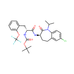 CC(C)N1C(=O)[C@H](NC(=O)[C@@H](Cc2ccccc2OC(F)(F)F)NC(=O)OC(C)(C)C)CCc2cc(Cl)ccc21 ZINC000028958117