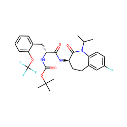 CC(C)N1C(=O)[C@H](NC(=O)[C@@H](Cc2ccccc2OC(F)(F)F)NC(=O)OC(C)(C)C)CCc2cc(F)ccc21 ZINC000096923524