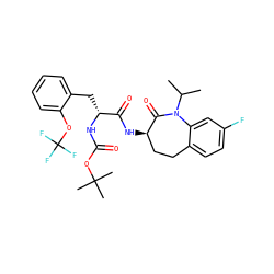 CC(C)N1C(=O)[C@H](NC(=O)[C@@H](Cc2ccccc2OC(F)(F)F)NC(=O)OC(C)(C)C)CCc2ccc(F)cc21 ZINC000096923523