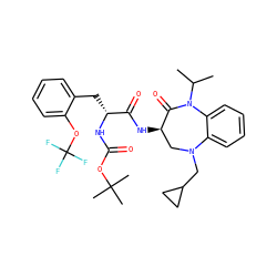 CC(C)N1C(=O)[C@H](NC(=O)[C@@H](Cc2ccccc2OC(F)(F)F)NC(=O)OC(C)(C)C)CN(CC2CC2)c2ccccc21 ZINC000029040518