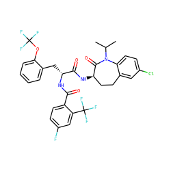 CC(C)N1C(=O)[C@H](NC(=O)[C@@H](Cc2ccccc2OC(F)(F)F)NC(=O)c2ccc(F)cc2C(F)(F)F)CCc2cc(Cl)ccc21 ZINC000028958132