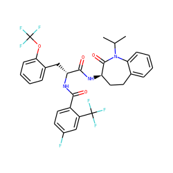 CC(C)N1C(=O)[C@H](NC(=O)[C@@H](Cc2ccccc2OC(F)(F)F)NC(=O)c2ccc(F)cc2C(F)(F)F)CCc2ccccc21 ZINC000028958062