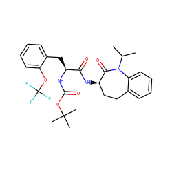 CC(C)N1C(=O)[C@H](NC(=O)[C@H](Cc2ccccc2OC(F)(F)F)NC(=O)OC(C)(C)C)CCc2ccccc21 ZINC000028952741