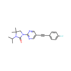 CC(C)N1C(=O)N(c2ncc(C#Cc3ccc(F)cc3)cn2)CC1(C)C ZINC000144830406