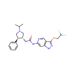CC(C)N1C[C@H](c2ccccc2)[C@@H](NC(=O)Nc2cc3[nH]nc(OCC(F)F)c3cn2)C1 ZINC000209339424