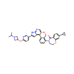 CC(C)N1CC(Oc2ccc(-c3cc4c(-c5cccc(N6CCOc7cc(C8CC8)ccc7C6=O)c5CO)ccnc4[nH]3)cn2)C1 ZINC000148688196