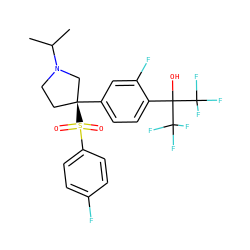 CC(C)N1CC[C@](c2ccc(C(O)(C(F)(F)F)C(F)(F)F)c(F)c2)(S(=O)(=O)c2ccc(F)cc2)C1 ZINC001772593207