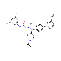 CC(C)N1CCC([C@@H]2c3ccc(-c4cccc(C#N)c4)cc3CCN2CC(=O)Nc2cc(Cl)cc(Cl)c2)CC1 ZINC000036351788