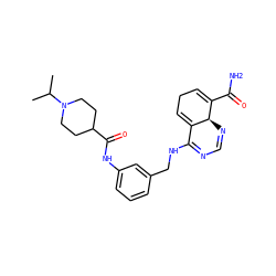 CC(C)N1CCC(C(=O)Nc2cccc(CNC3=NC=N[C@@H]4C(C(N)=O)=CCC=C34)c2)CC1 ZINC000169700729