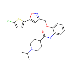 CC(C)N1CCC(C(=O)Nc2ccccc2OCc2cc(-c3ccc(Cl)s3)on2)CC1 ZINC000198544613