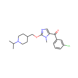 CC(C)N1CCC(COc2ncc(C(=O)c3cccc(Cl)c3)n2C)CC1 ZINC000038464836