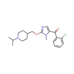 CC(C)N1CCC(COc2ncc(C(=O)c3ccccc3Cl)n2C)CC1 ZINC000040933853