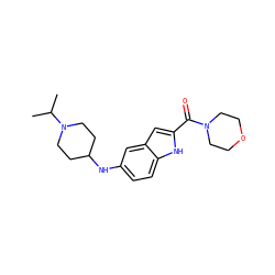 CC(C)N1CCC(Nc2ccc3[nH]c(C(=O)N4CCOCC4)cc3c2)CC1 ZINC000040430662