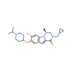 CC(C)N1CCC(Oc2cc3cc4n(c3cc2Br)[C@@H](C)CN(CC2CC2)C4=O)CC1 ZINC000064746596