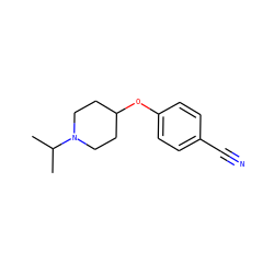 CC(C)N1CCC(Oc2ccc(C#N)cc2)CC1 ZINC000013613397