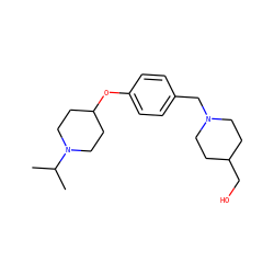 CC(C)N1CCC(Oc2ccc(CN3CCC(CO)CC3)cc2)CC1 ZINC000013641193