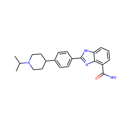 CC(C)N1CCC(c2ccc(-c3nc4c(C(N)=O)cccc4[nH]3)cc2)CC1 ZINC000049071167