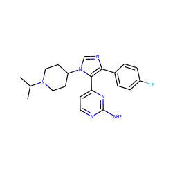 CC(C)N1CCC(n2cnc(-c3ccc(F)cc3)c2-c2ccnc(N)n2)CC1 ZINC000026725881