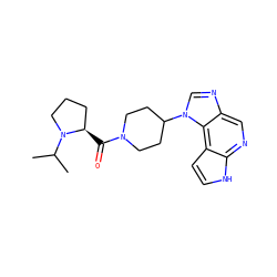 CC(C)N1CCC[C@H]1C(=O)N1CCC(n2cnc3cnc4[nH]ccc4c32)CC1 ZINC000095576585