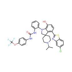 CC(C)N1CCC2(CC1)CN(c1ccccc1NC(=O)Nc1ccc(OC(F)(F)F)cc1)c1c(O)ccc(-c3nc4cc(Cl)ccc4s3)c12 ZINC001772578309