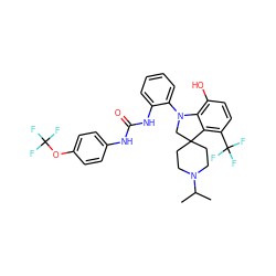 CC(C)N1CCC2(CC1)CN(c1ccccc1NC(=O)Nc1ccc(OC(F)(F)F)cc1)c1c(O)ccc(C(F)(F)F)c12 ZINC001772573486