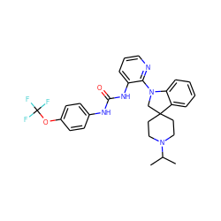CC(C)N1CCC2(CC1)CN(c1ncccc1NC(=O)Nc1ccc(OC(F)(F)F)cc1)c1ccccc12 ZINC000034644294