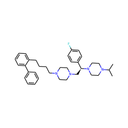 CC(C)N1CCN([C@@H](CN2CCN(CCCCc3ccccc3-c3ccccc3)CC2)c2ccc(F)cc2)CC1 ZINC000028646309