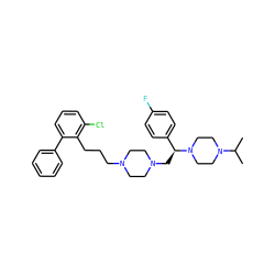CC(C)N1CCN([C@@H](CN2CCN(CCCc3c(Cl)cccc3-c3ccccc3)CC2)c2ccc(F)cc2)CC1 ZINC000028646353