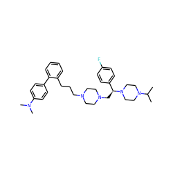 CC(C)N1CCN([C@@H](CN2CCN(CCCc3ccccc3-c3ccc(N(C)C)cc3)CC2)c2ccc(F)cc2)CC1 ZINC000028646430