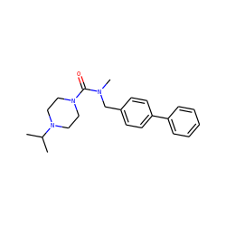 CC(C)N1CCN(C(=O)N(C)Cc2ccc(-c3ccccc3)cc2)CC1 ZINC000036188069