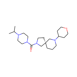 CC(C)N1CCN(C(=O)N2CC[C@]3(CCCN(C4CCOCC4)C3)C2)CC1 ZINC000103243060