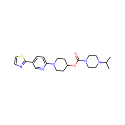 CC(C)N1CCN(C(=O)OC2CCN(c3ccc(-c4nccs4)cn3)CC2)CC1 ZINC000223508225