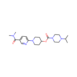 CC(C)N1CCN(C(=O)OC2CCN(c3ccc(C(=O)N(C)C)cn3)CC2)CC1 ZINC000207253063