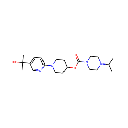 CC(C)N1CCN(C(=O)OC2CCN(c3ccc(C(C)(C)O)cn3)CC2)CC1 ZINC000223499791