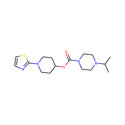 CC(C)N1CCN(C(=O)OC2CCN(c3nccs3)CC2)CC1 ZINC000207217022