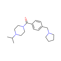 CC(C)N1CCN(C(=O)c2ccc(CN3CCCC3)cc2)CC1 ZINC000003949264