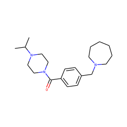 CC(C)N1CCN(C(=O)c2ccc(CN3CCCCCC3)cc2)CC1 ZINC000003949263